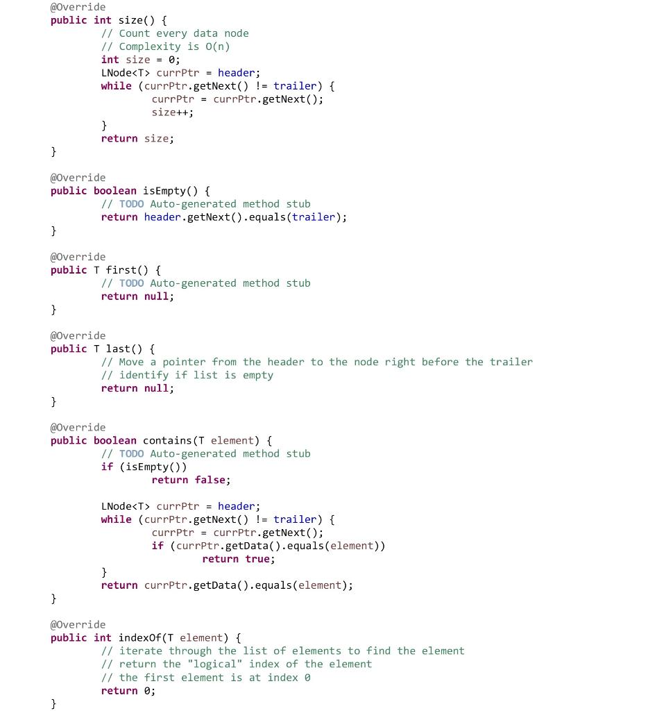 Solved Complete the ALinkedListHT (Abstract Linked List with | Chegg.com