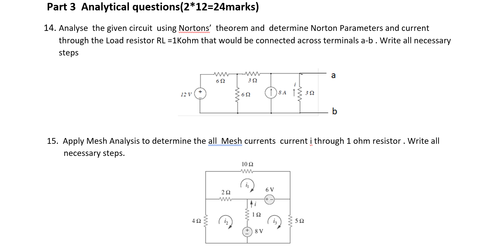 Solved Part 3 Analytical questions(2*12=24marks) 14. Analyse | Chegg.com