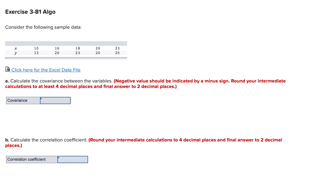Solved Exercise 3-81 Algo Consider the following sample | Chegg.com