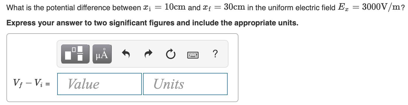 Solved What is the potential difference between Xi = 10cm | Chegg.com
