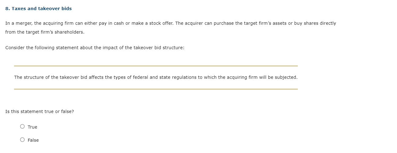 Solved A takeover bid can be structured in different ways, | Chegg.com