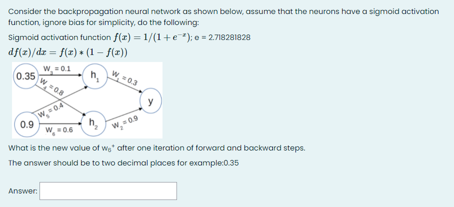 Consider the backpropagation neural network as shown | Chegg.com