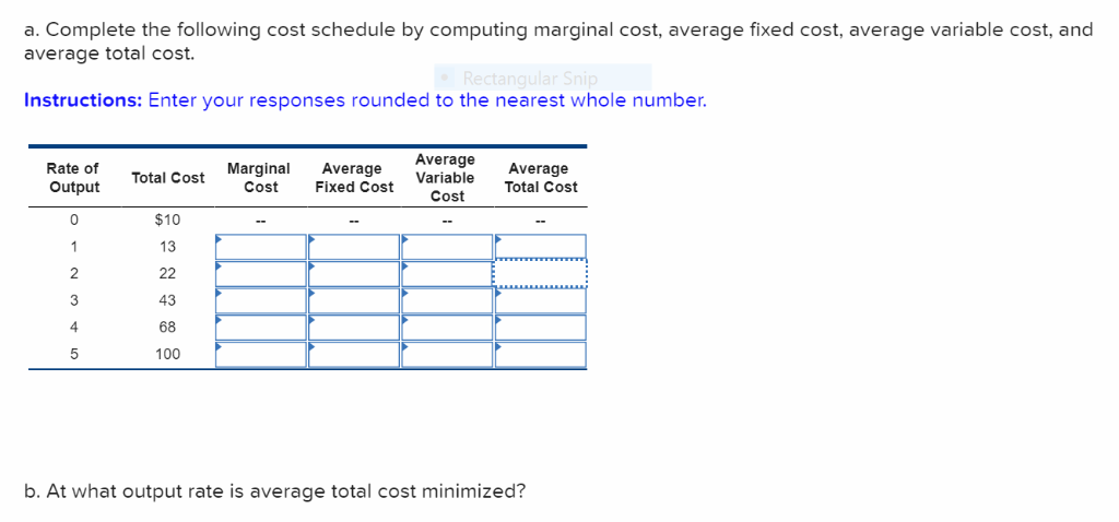Solved a. Complete the following cost schedule by computing | Chegg.com