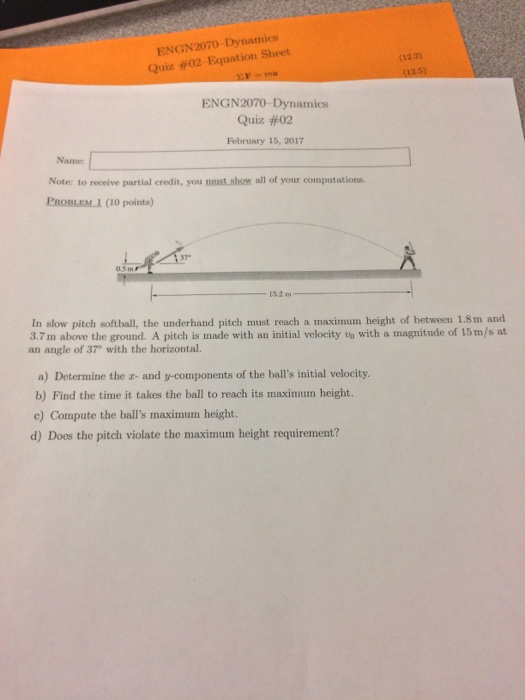 Solved In slow pitch softball, the underhand pitch must