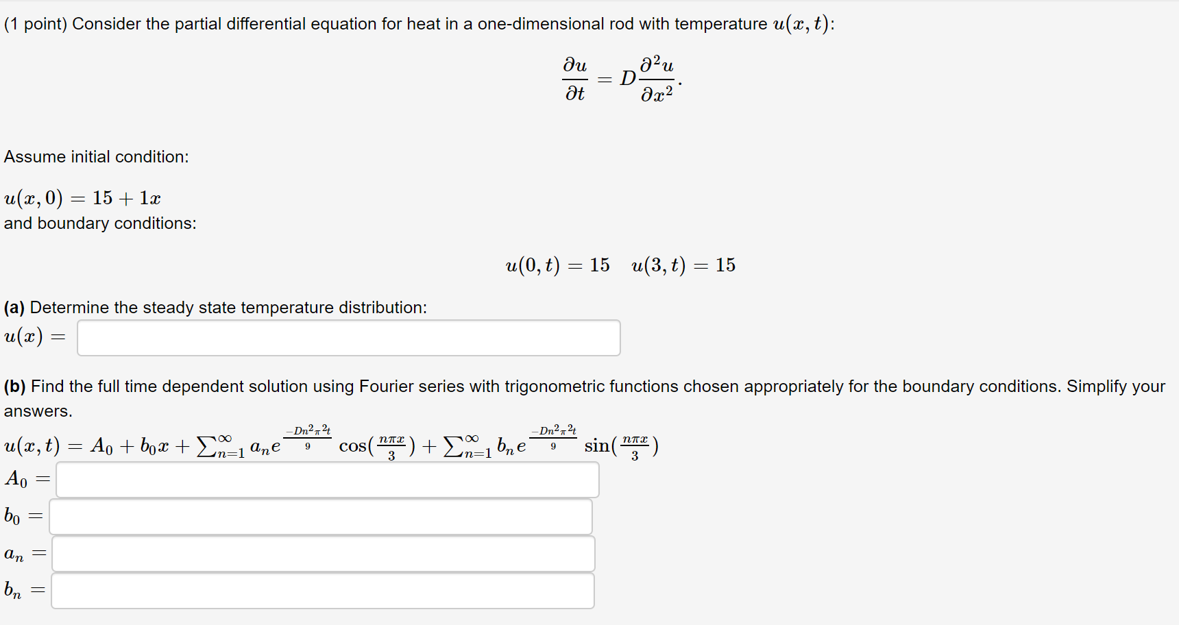 Solved (1 point) Consider the partial differential equation | Chegg.com
