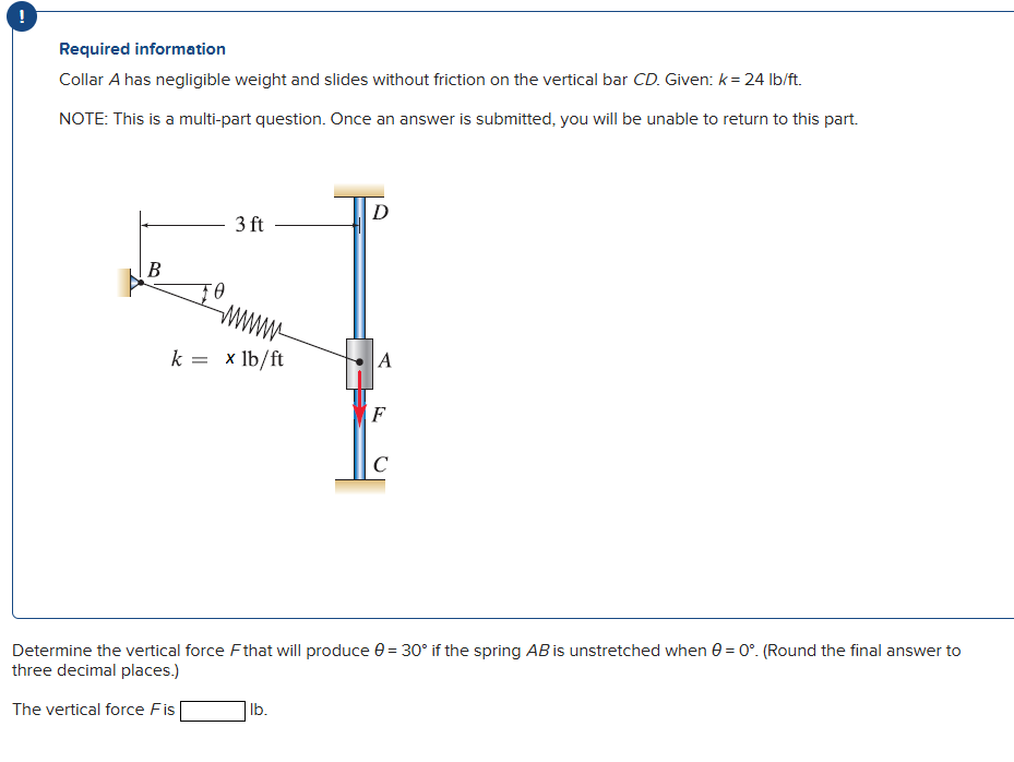Solved Determine the vertical force F ﻿that will produce | Chegg.com
