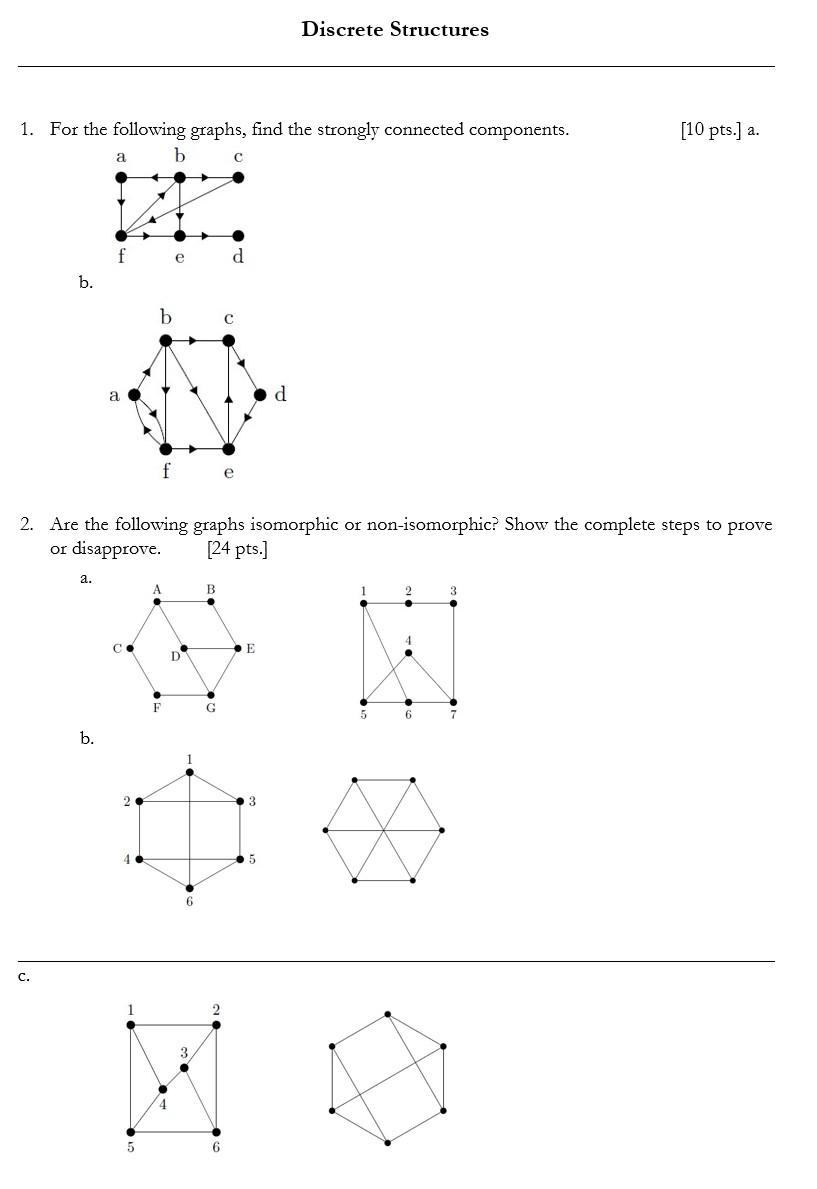 1. For the following graphs, find the strongly | Chegg.com