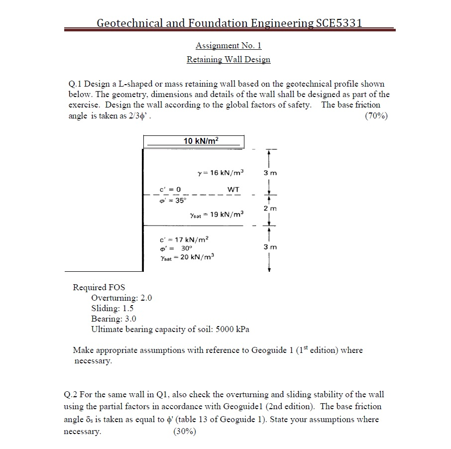 Geotechnical and Foundation Engineering SCE5331 | Chegg.com