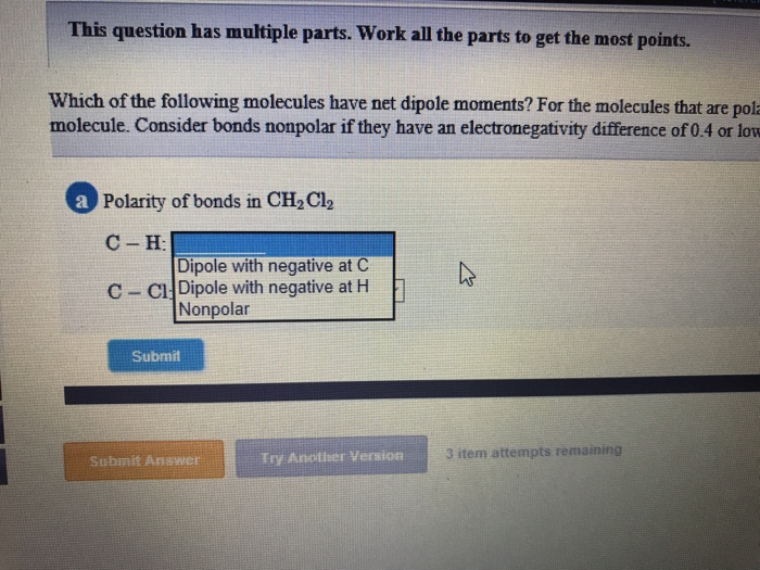 click on those molecules below which have a dipole moment.