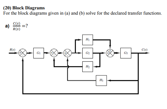 Solved (20) Block Diagrams For the block diagrams given in | Chegg.com