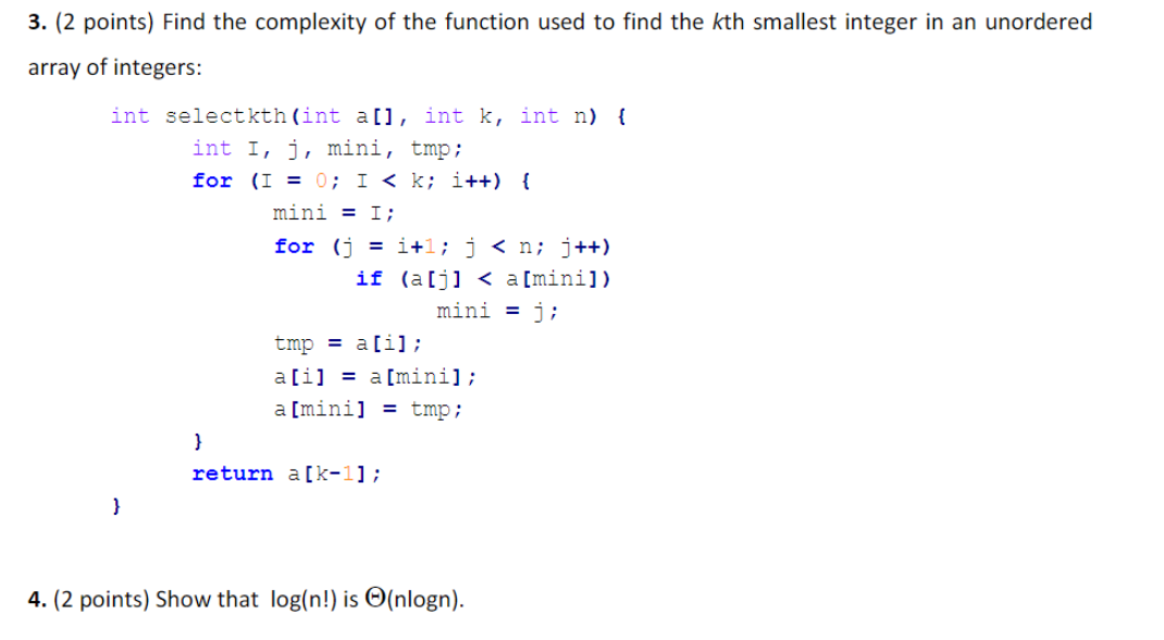 Solved 3. ( 2 points) Find the complexity of the function | Chegg.com