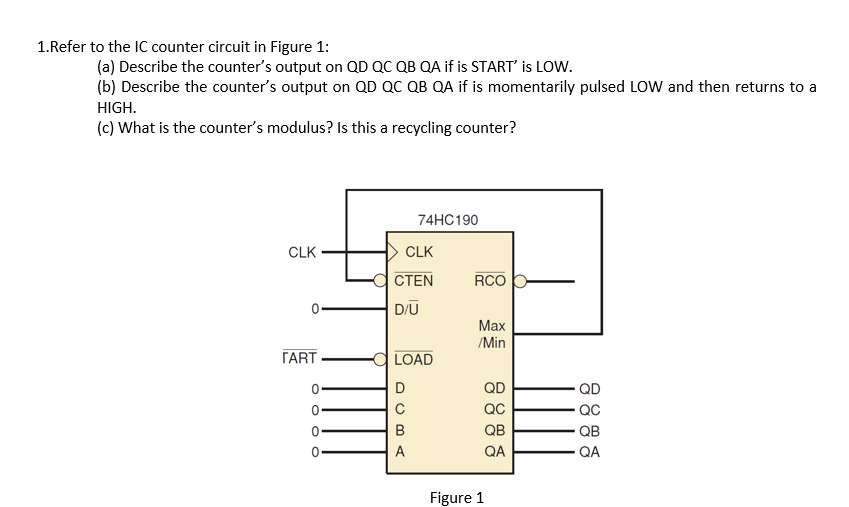 Solved 1. Refer To The IC Counter Circuit In Figure 1: (a) | Chegg.com