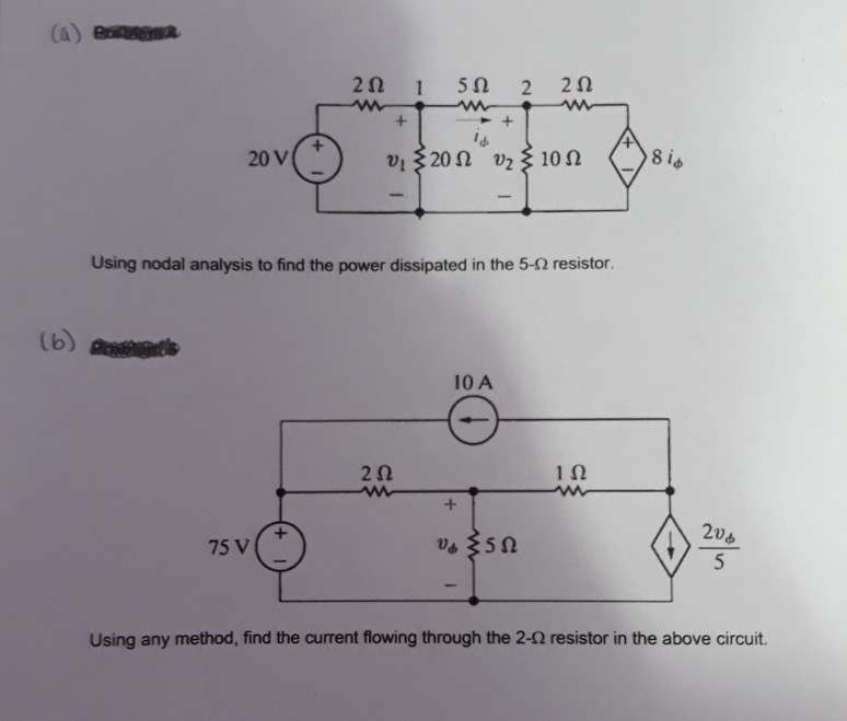 Solved 20 V Using nodal analysis to find the power | Chegg.com