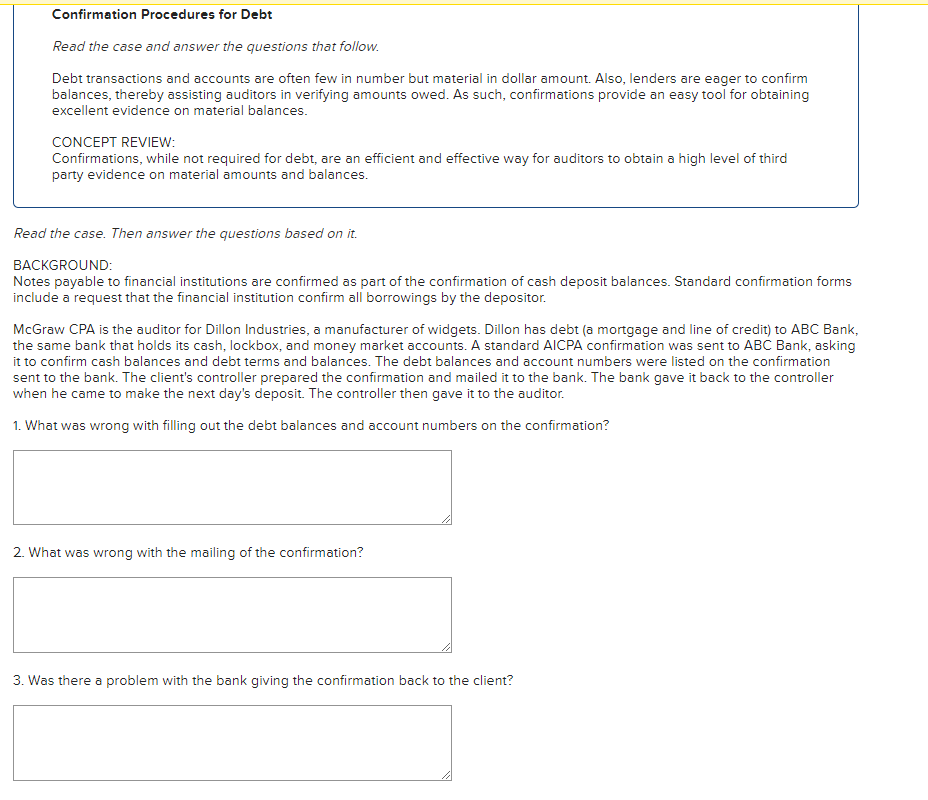 Solved Confirmation Procedures for Debt Read the case and | Chegg.com