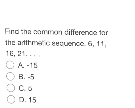 Solved Find the common difference for the arithmetic | Chegg.com