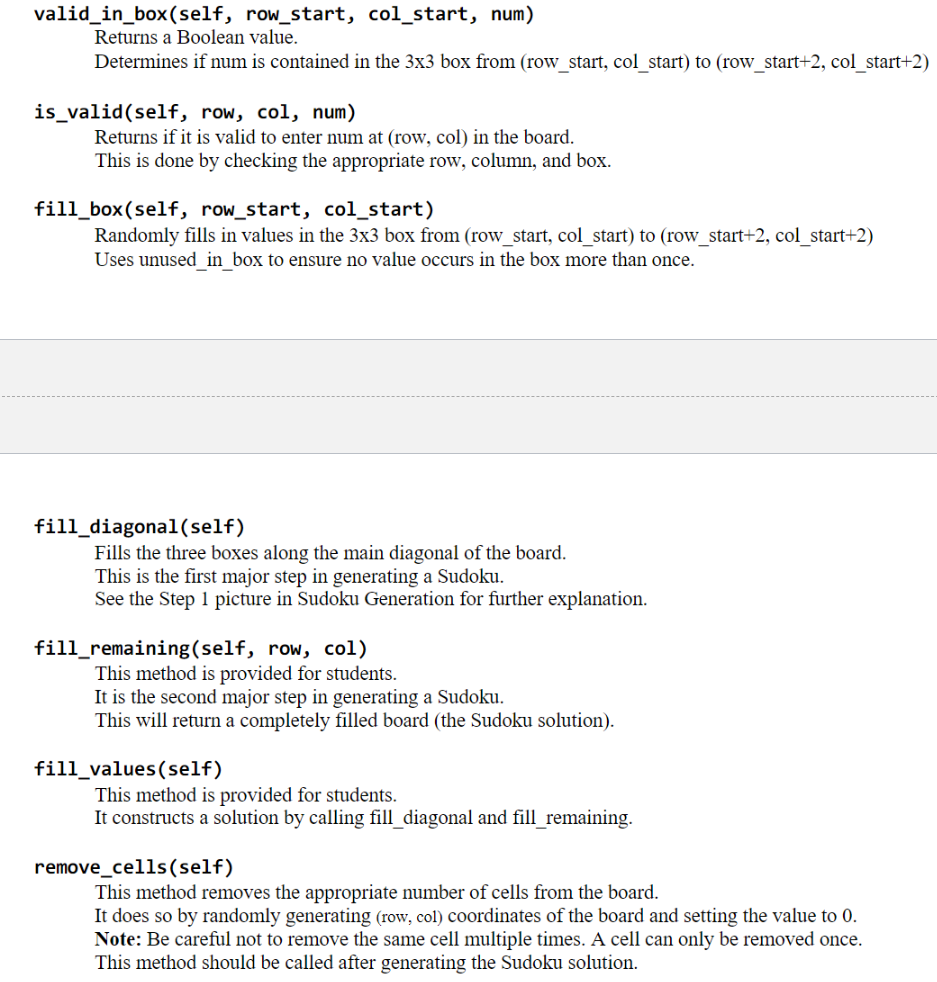 Solved valid_in_box(self, row_start, col_start, num) Returns | Chegg.com