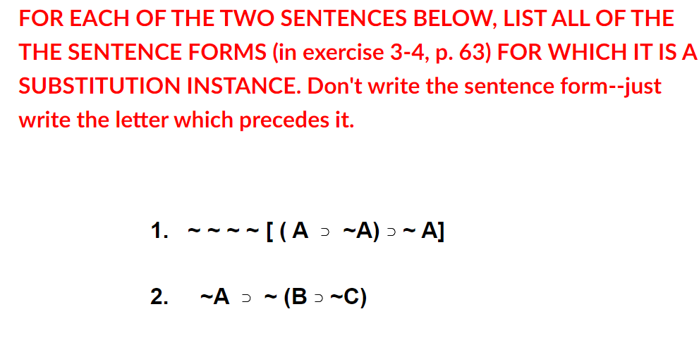 FOR EACH OF THE TWO SENTENCES BELOW, LIST ALL OF THE | Chegg.com