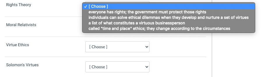 Solved Rights Theory [Choose] everyone has rights; the | Chegg.com