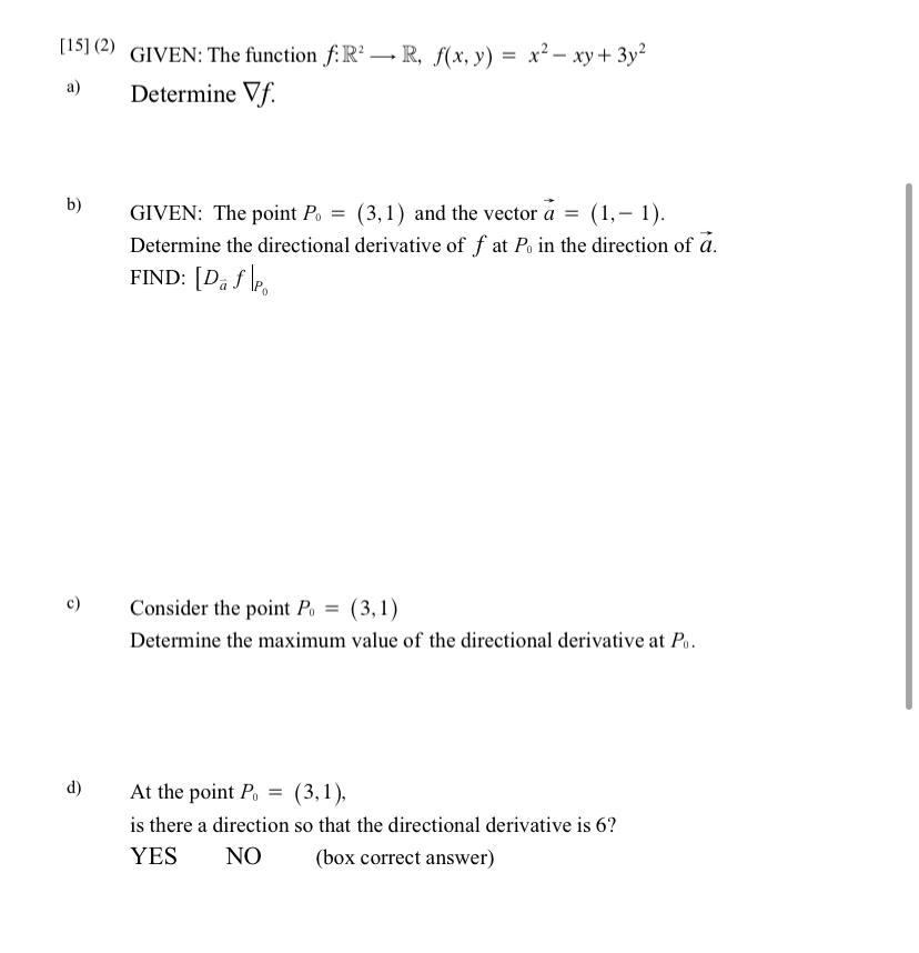 Solved [15] 2 Given The Function F R2 R F X Y X2−xy 3y2