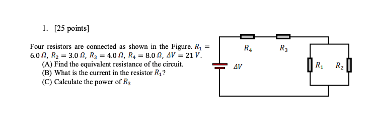 Solved Four resistors are connected as shown in the Figure. | Chegg.com