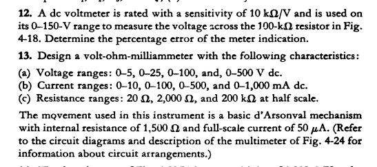 12. A dc voltmeter is rated with a sensitivity of 10 | Chegg.com