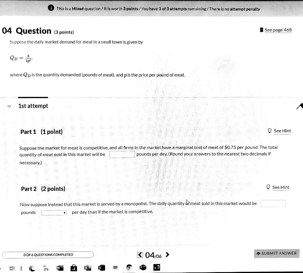 Solved This is a Mixed question / It is worth 3 points/You | Chegg.com