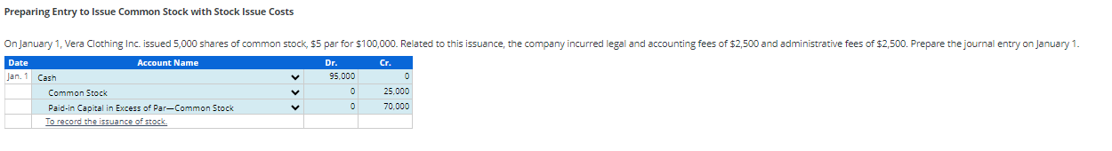 Solved Preparing Entry to Issue Common Stock with Stock | Chegg.com