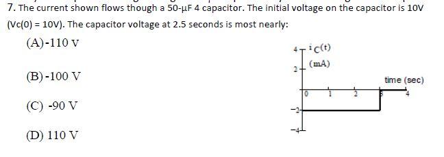 Solved 7. The current shown flows though a 50-LF 4 | Chegg.com