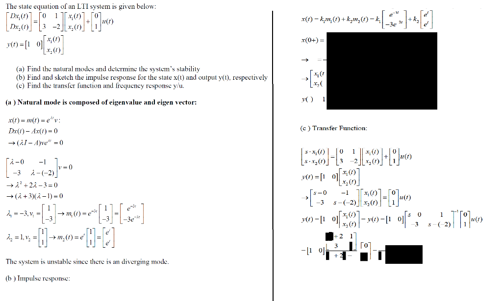 Solved The state equation of an LTI system is given below | Chegg.com