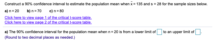 Solved Construct a 90% confidence interval to estimate the | Chegg.com