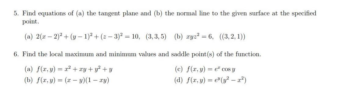 Solved 5. Find equations of (a) the tangent plane and (b) | Chegg.com