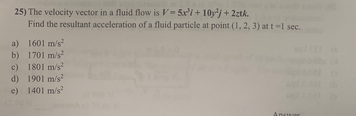 Solved 25 The Velocity Vector In A Fluid Flow Is