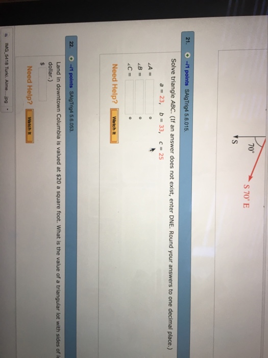 Solved Solve Triangle Abc. (if An Answer Does Not Exist, 