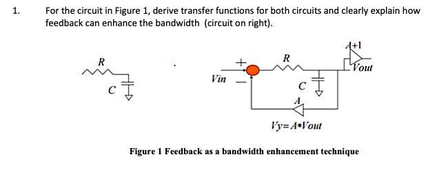 Solved 1. For the circuit in Figure 1, derive transfer | Chegg.com