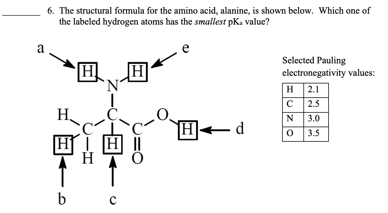 Solved 6. The structural formula for the amino acid, | Chegg.com