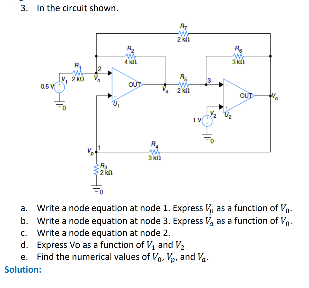 Solved 3. In the circuit shown. −0 a. Write a node equation | Chegg.com