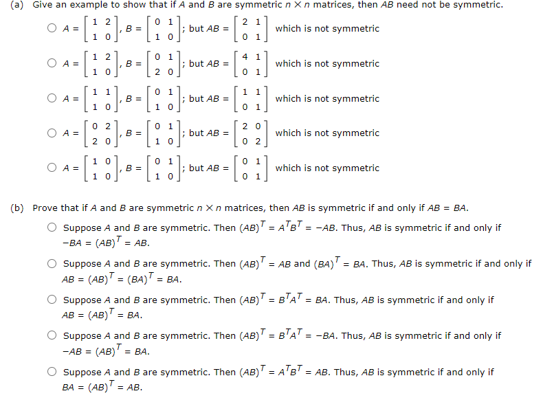 Solved (a) Give An Example To Show That If A And B Are | Chegg.com