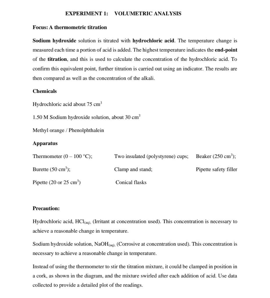 Solved Precaution: Hydrochloric acid, HCl(aq). (Irritant at | Chegg.com