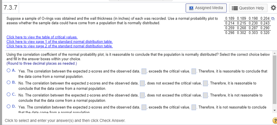 Solved 7.3.7 Assigned Media Question Help Suppose a sample | Chegg.com