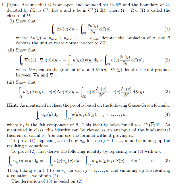 Solved [10pts] Assume that Ω is an open and bounded set in | Chegg.com