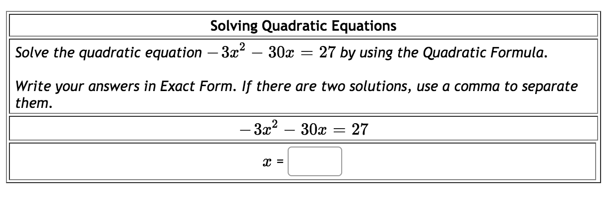 Solved Solving Quadratic Equations Solve the quadratic | Chegg.com