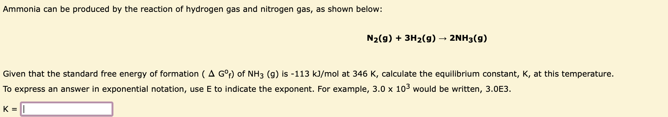 Solved Ammonia can be produced by the reaction of hydrogen | Chegg.com