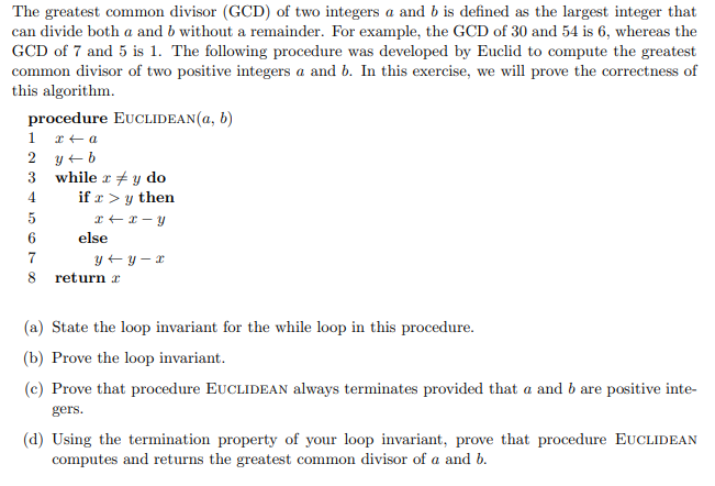 Solved The greatest common divisor (GCD) of two integers a | Chegg.com