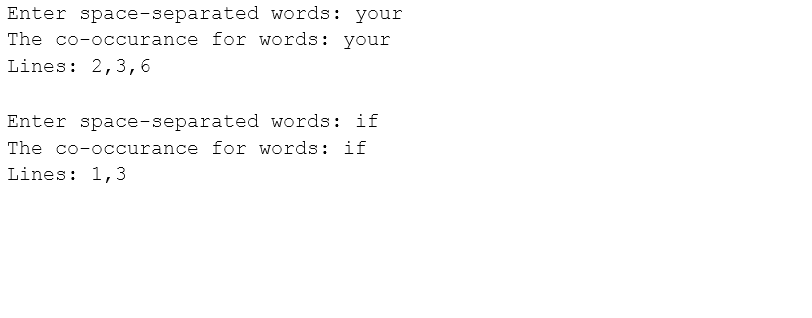 Solved Enter space-separated words: your The co-occurance | Chegg.com