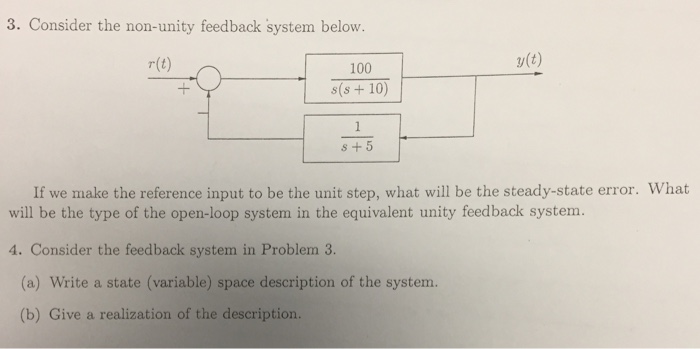 Solved 3. Consider the non-unity feedback system below. r(t) | Chegg.com
