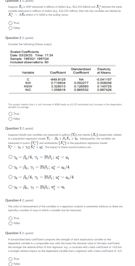 Solved Question 1 1 Point Suppose X Is Gnp Measured In Chegg Com