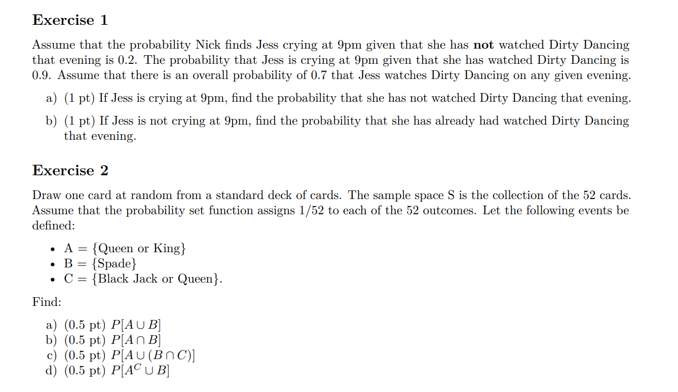 Solved Assume that the probability Nick finds Jess crying at