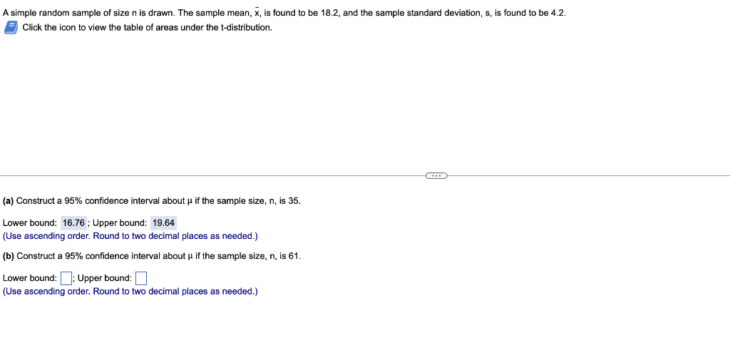 Solved A simple random sample of size n is drawn. The sample | Chegg.com