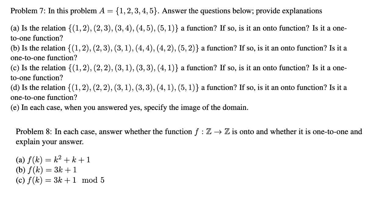 Solved Problem 7: In this problem A {1,2,3,4,5). Answer the | Chegg.com