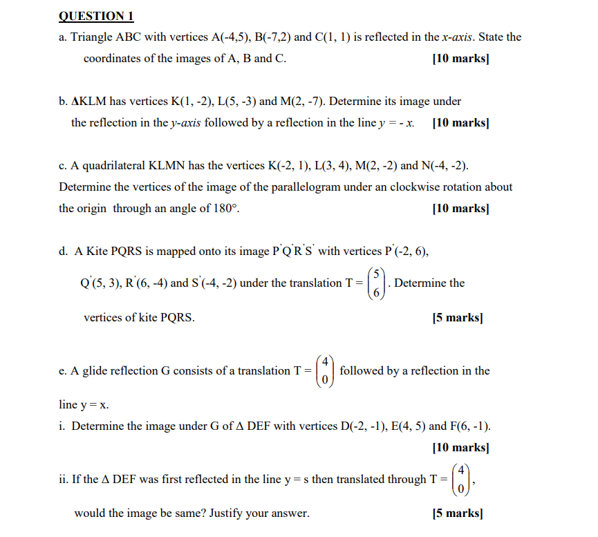 Solved A. Triangle ABC With Vertices A(−4,5),B(−7,2) And | Chegg.com